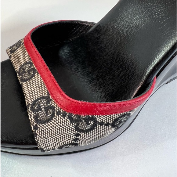 Authentic Gucci GG Logo Monogram Platform Sandals/Slides Size 7.5 w/COA - Picture 12 of 15